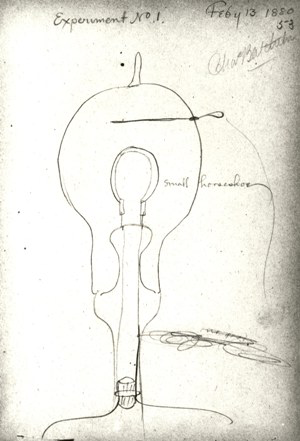 Thomas Edison light bulb sketch